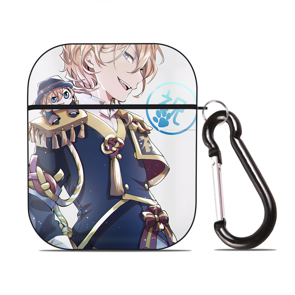 （画像用） 文豪ストレイドッグス Bungo Stray Dogs AirPods 第2世代保護ケース ハードシェル ブラック 耐衝撃・防指紋・カラビナ付き