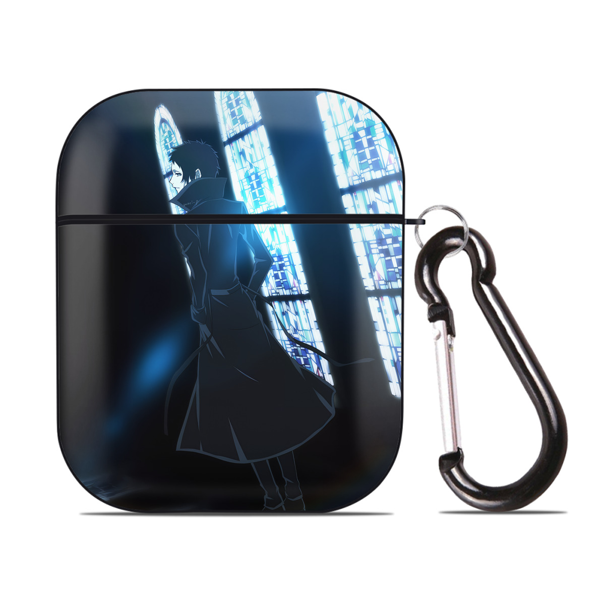 （画像用） 文豪ストレイドッグス Bungo Stray Dogs AirPods 第2世代保護ケース ハードシェル ブラック 耐衝撃・防指紋・カラビナ付き