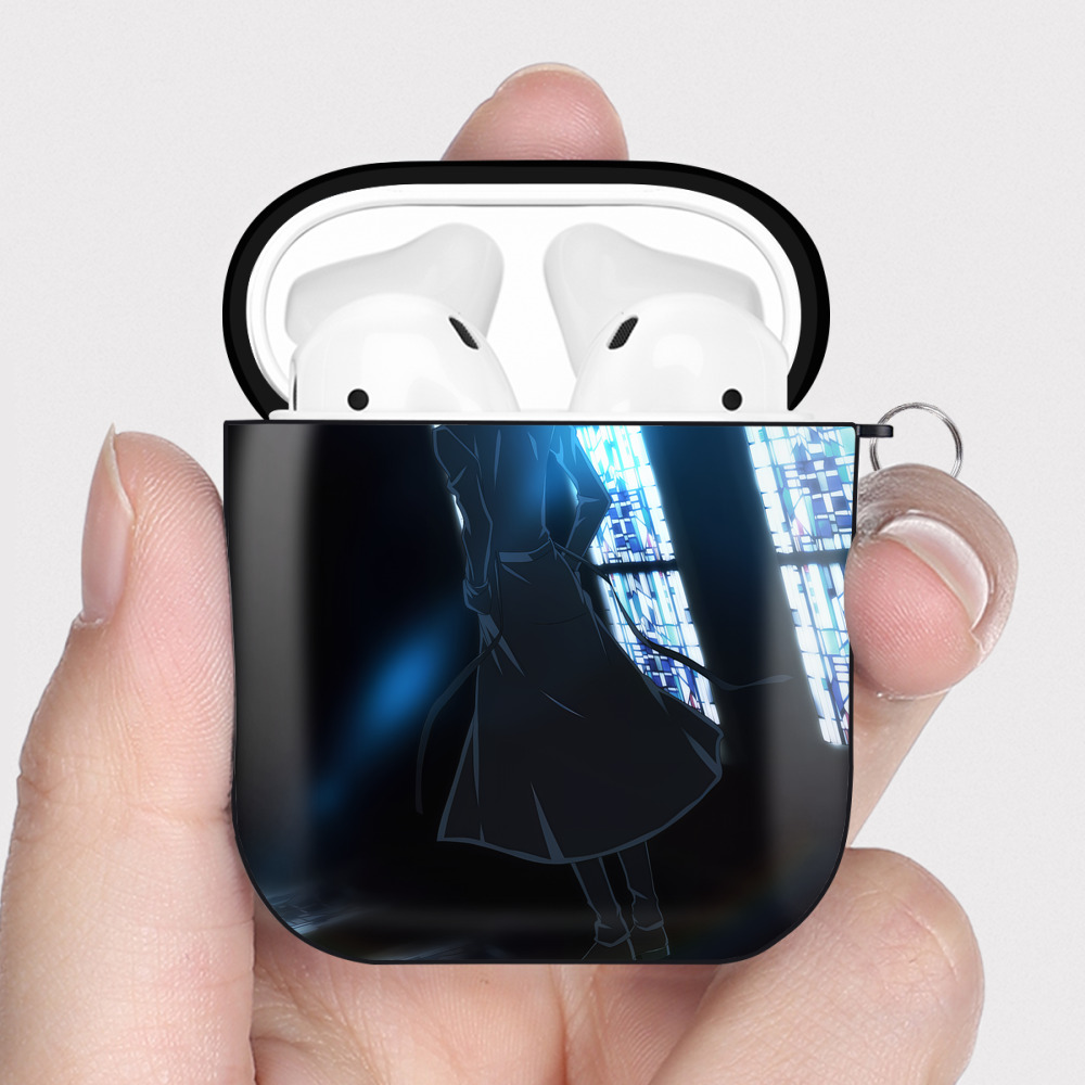 （画像用） 文豪ストレイドッグス Bungo Stray Dogs AirPods 第2世代保護ケース ハードシェル ブラック 耐衝撃・防指紋・カラビナ付き