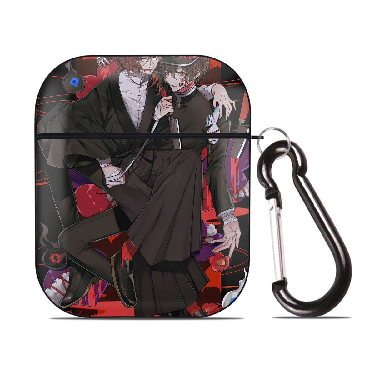 （画像用） 文豪ストレイドッグス Bungo Stray Dogs AirPods 第2世代保護ケース ハードシェル ブラック 耐衝撃・防指紋・カラビナ付き
