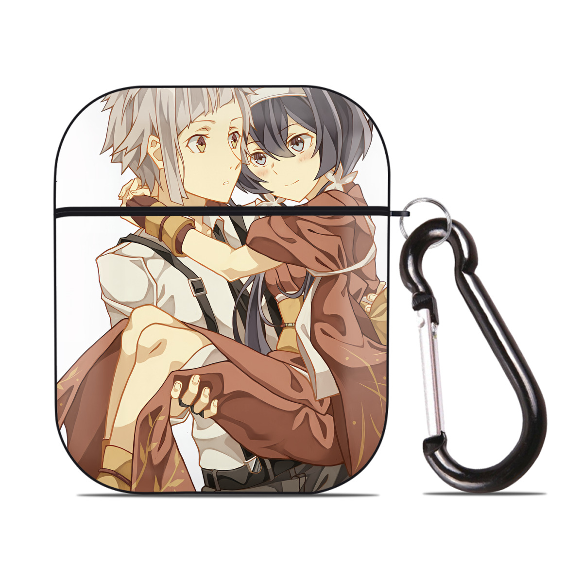 （画像用） 文豪ストレイドッグス Bungo Stray Dogs AirPods 第2世代保護ケース ハードシェル ブラック 耐衝撃・防指紋・カラビナ付き