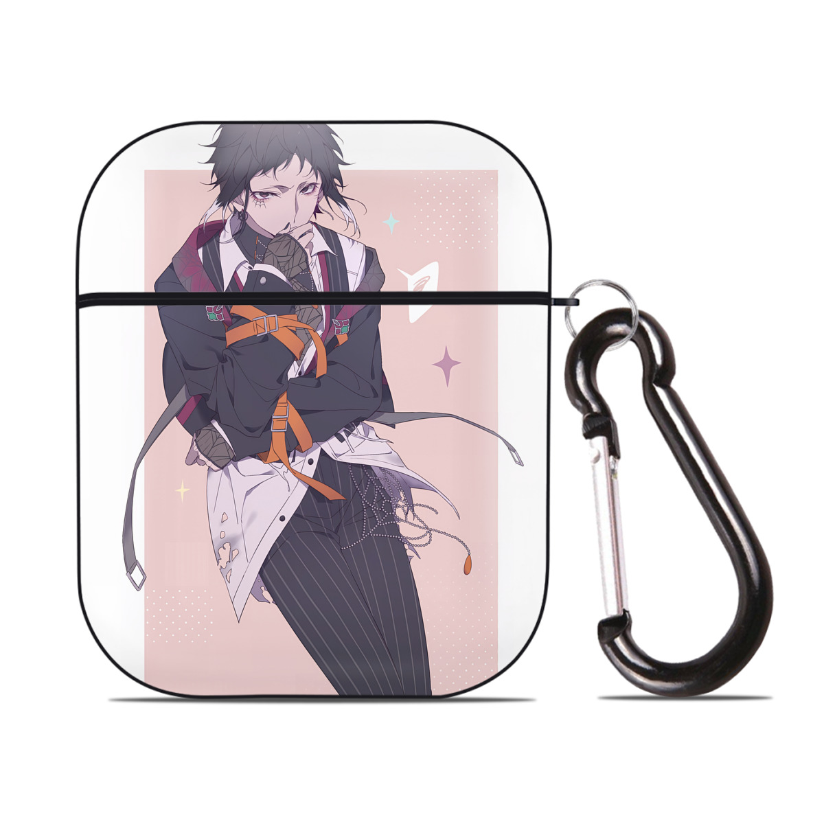 （画像用） 文豪ストレイドッグス Bungo Stray Dogs AirPods 第2世代保護ケース ハードシェル ブラック 耐衝撃・防指紋・カラビナ付き