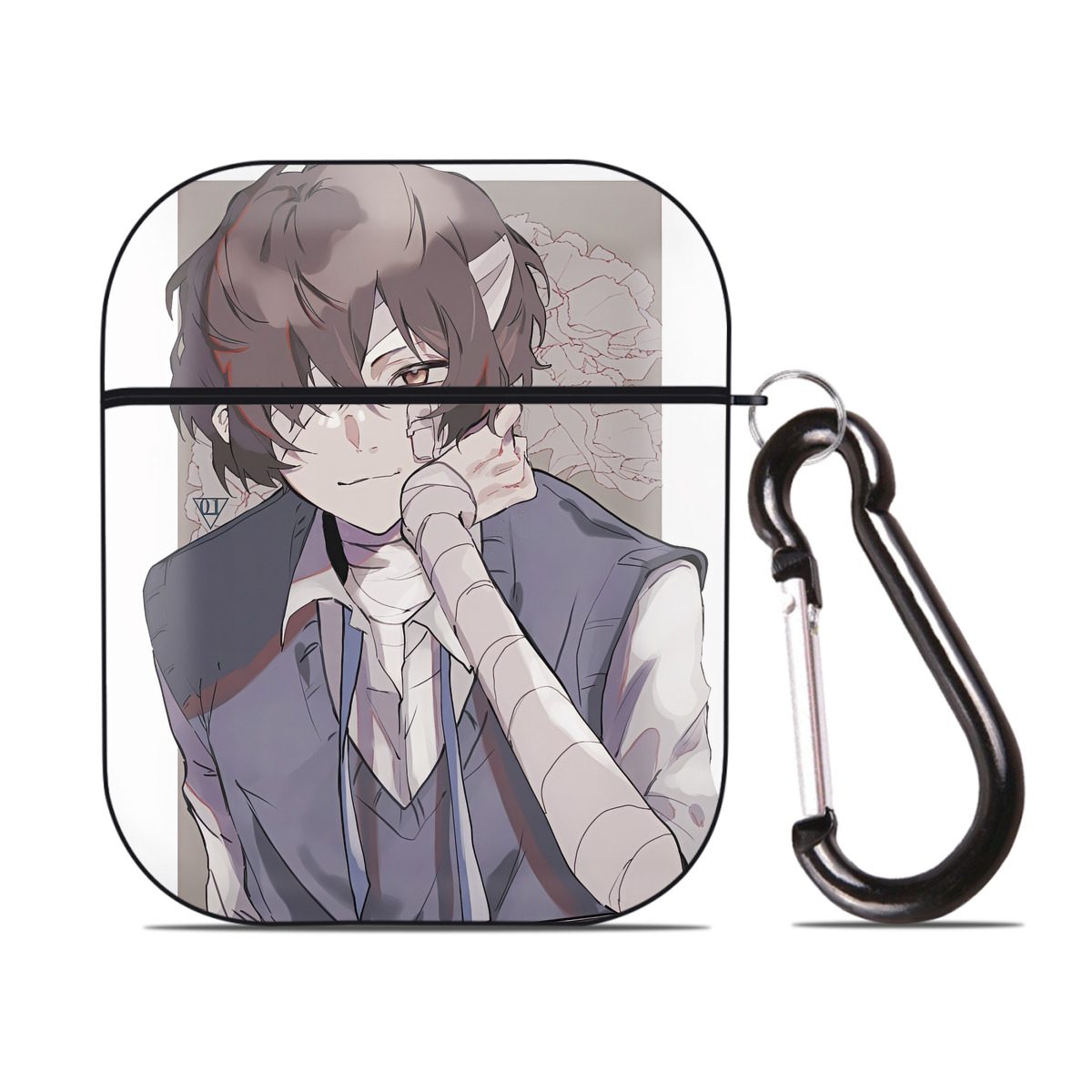 （画像用） 文豪ストレイドッグス Bungo Stray Dogs AirPods 第2世代保護ケース ハードシェル ブラック 耐衝撃・防指紋・カラビナ付き