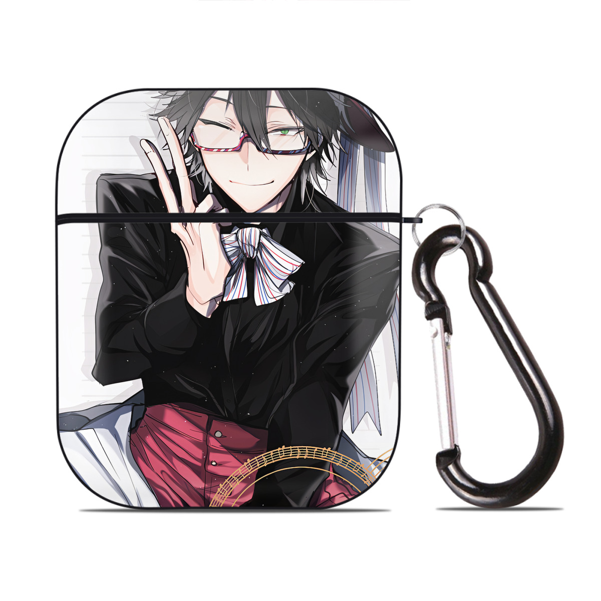 （画像用） 文豪ストレイドッグス Bungo Stray Dogs AirPods 第2世代保護ケース ハードシェル ブラック 耐衝撃・防指紋・カラビナ付き