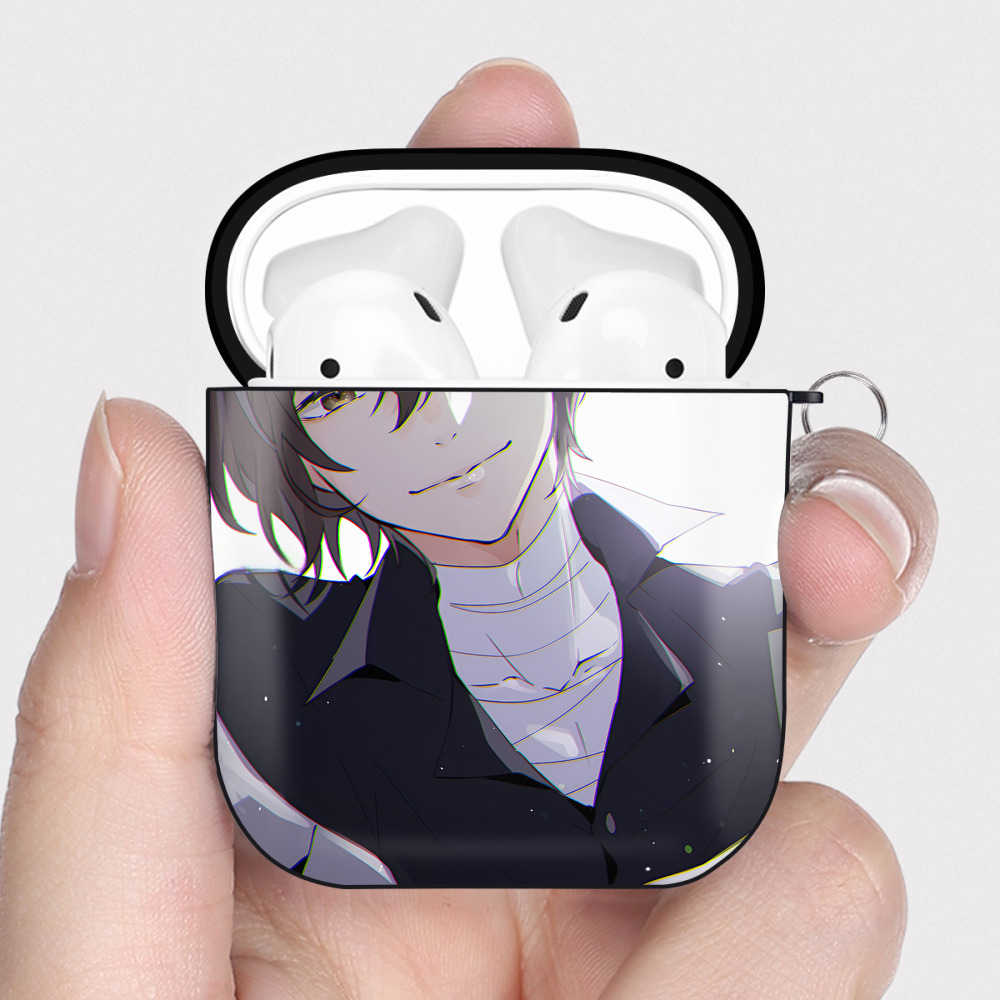 （画像用） 文豪ストレイドッグス Bungo Stray Dogs AirPods 第2世代保護ケース ハードシェル ブラック 耐衝撃・防指紋・カラビナ付き