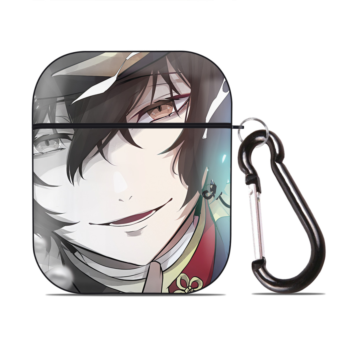 （画像用） 文豪ストレイドッグス Bungo Stray Dogs AirPods 第2世代保護ケース ハードシェル ブラック 耐衝撃・防指紋・カラビナ付き