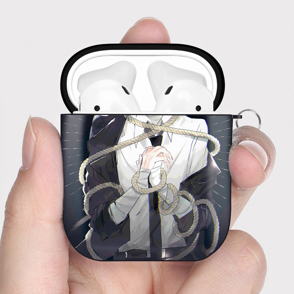 （画像用） 文豪ストレイドッグス Bungo Stray Dogs AirPods 第2世代保護ケース ハードシェル ブラック 耐衝撃・防指紋・カラビナ付き