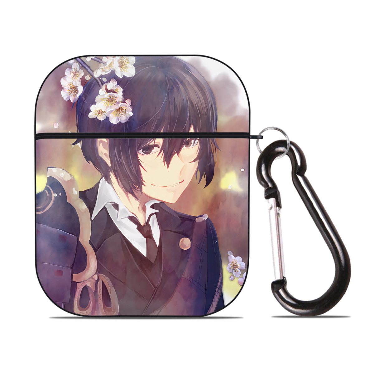 （画像用） 文豪ストレイドッグス Bungo Stray Dogs AirPods 第2世代保護ケース ハードシェル ブラック 耐衝撃・防指紋・カラビナ付き