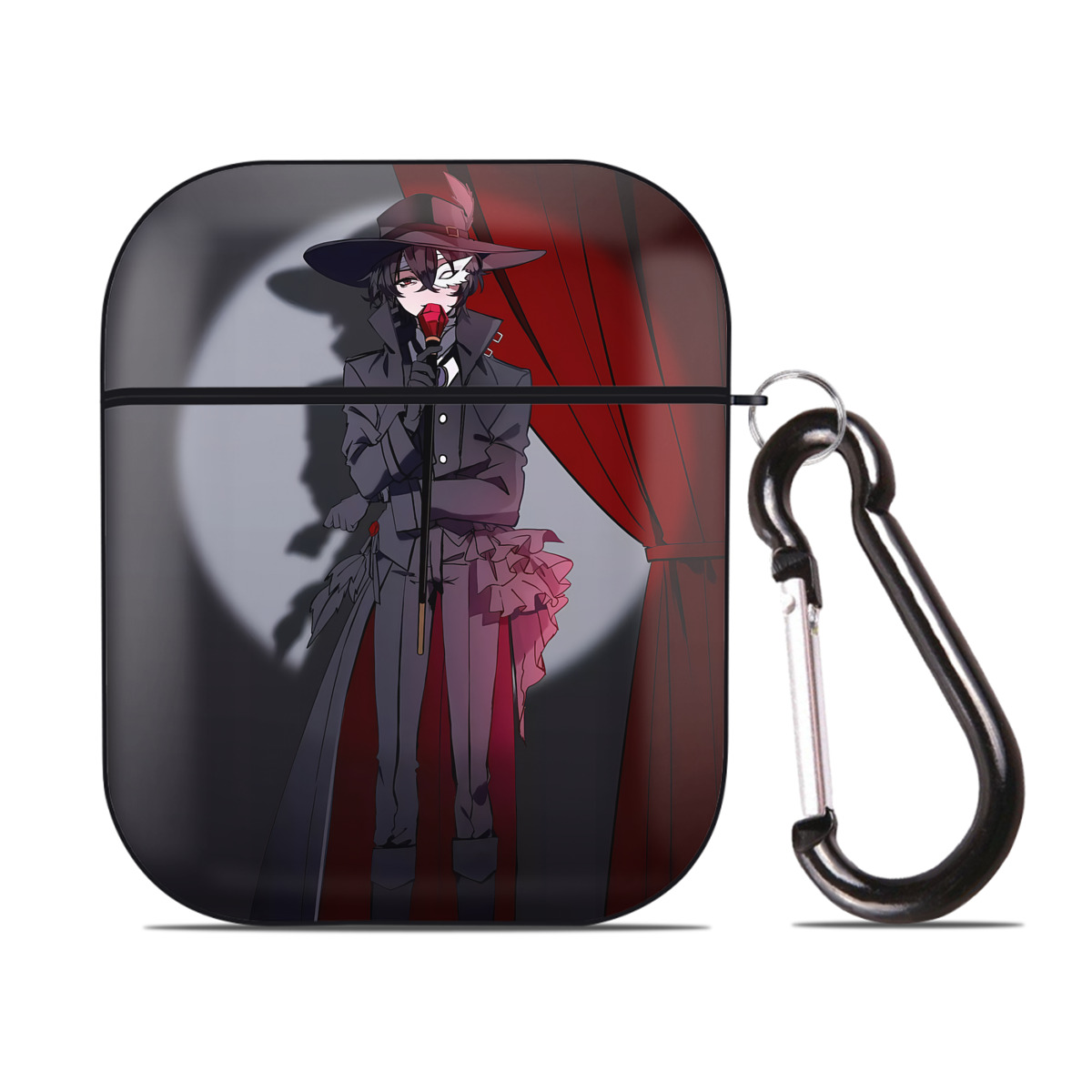 （画像用） 文豪ストレイドッグス Bungo Stray Dogs AirPods 第2世代保護ケース ハードシェル ブラック 耐衝撃・防指紋・カラビナ付き