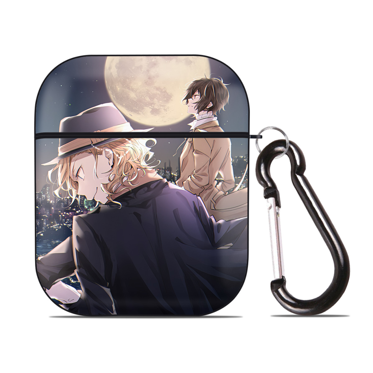 （画像用） 文豪ストレイドッグス Bungo Stray Dogs AirPods 第2世代保護ケース ハードシェル ブラック 耐衝撃・防指紋・カラビナ付き