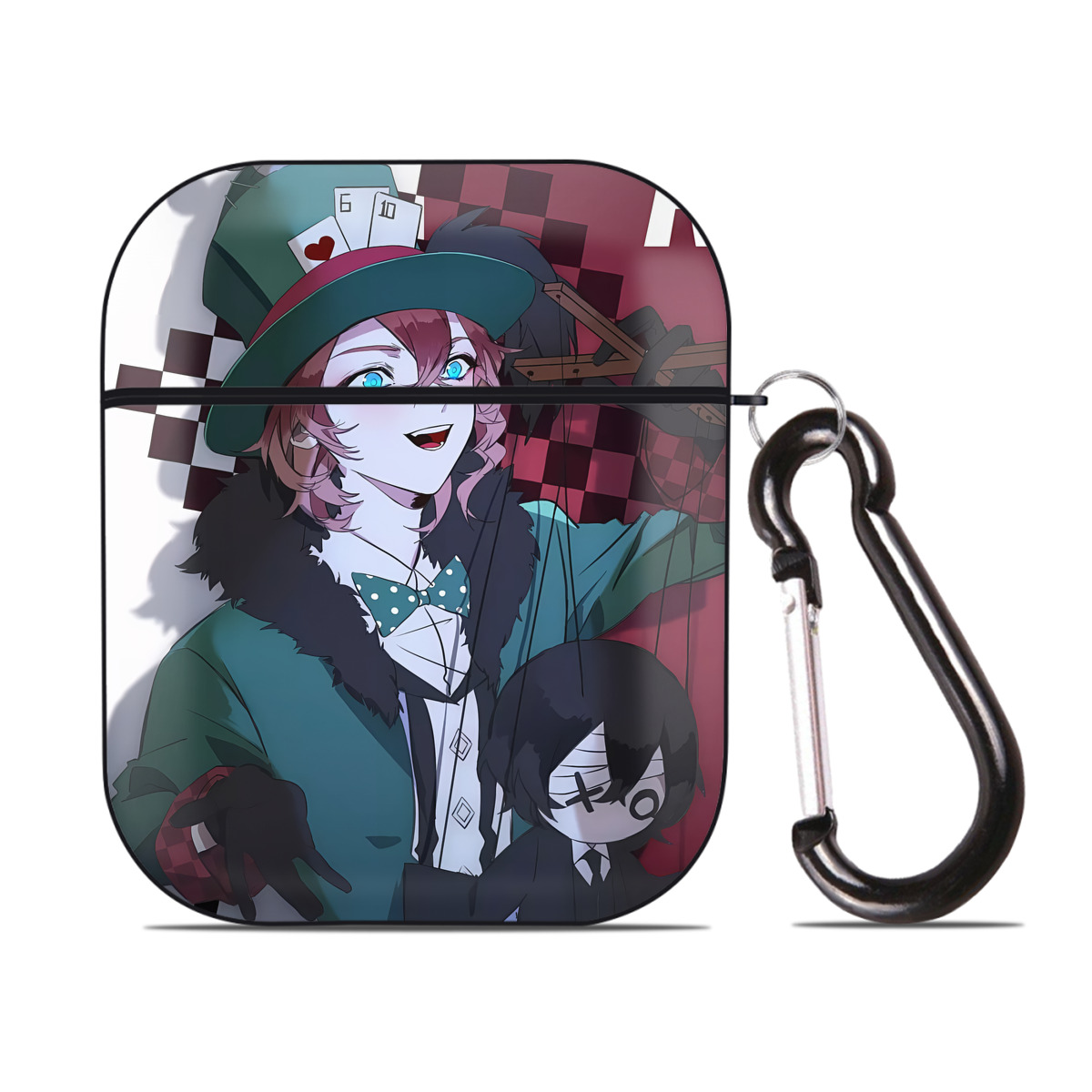 （画像用） 文豪ストレイドッグス Bungo Stray Dogs AirPods 第2世代保護ケース ハードシェル ブラック 耐衝撃・防指紋・カラビナ付き