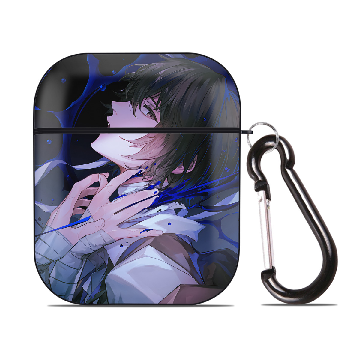 （画像用） 文豪ストレイドッグス Bungo Stray Dogs AirPods 第2世代保護ケース ハードシェル ブラック 耐衝撃・防指紋・カラビナ付き