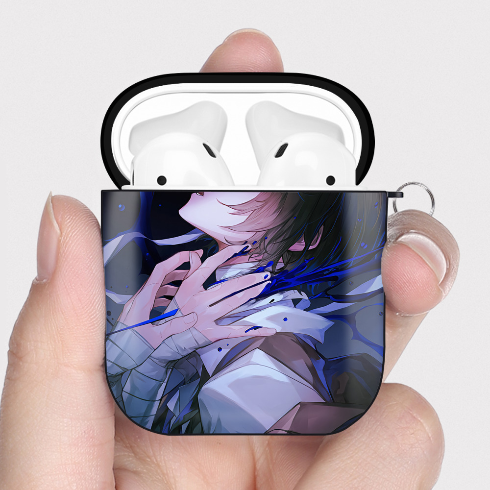 （画像用） 文豪ストレイドッグス Bungo Stray Dogs AirPods 第2世代保護ケース ハードシェル ブラック 耐衝撃・防指紋・カラビナ付き
