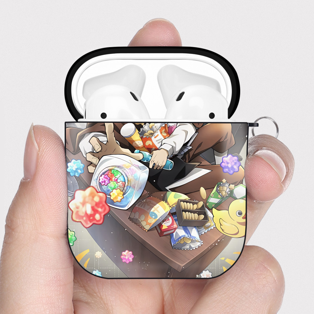 （画像用） 文豪ストレイドッグス Bungo Stray Dogs AirPods 第2世代保護ケース ハードシェル ブラック 耐衝撃・防指紋・カラビナ付き