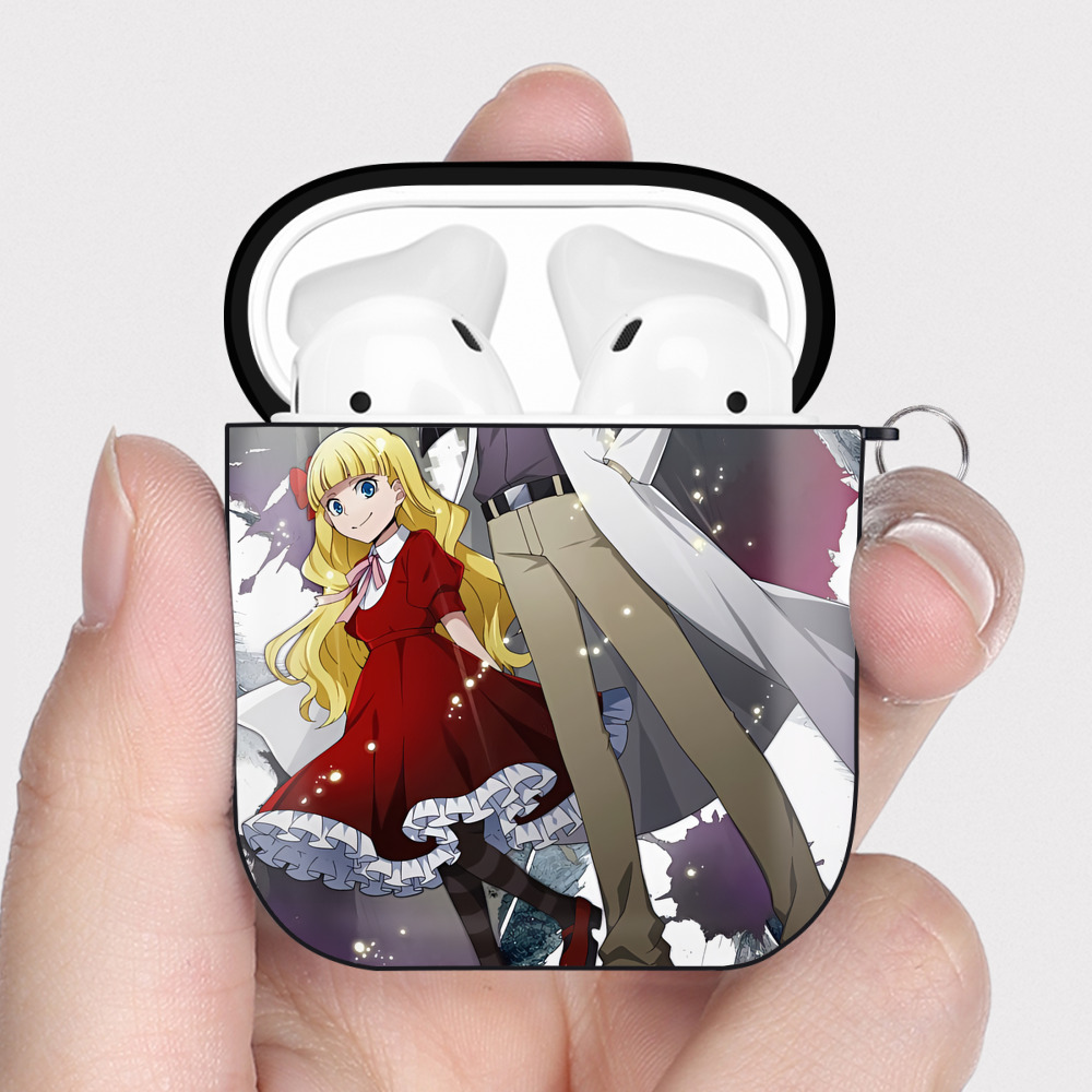 （画像用） 文豪ストレイドッグス Bungo Stray Dogs AirPods 第2世代保護ケース ハードシェル ブラック 耐衝撃・防指紋・カラビナ付き