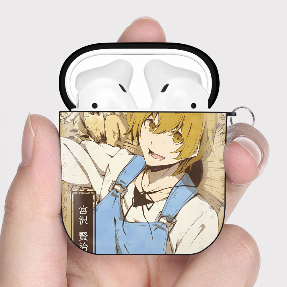 （画像用） 文豪ストレイドッグス Bungo Stray Dogs AirPods 第2世代保護ケース ハードシェル ブラック 耐衝撃・防指紋・カラビナ付き