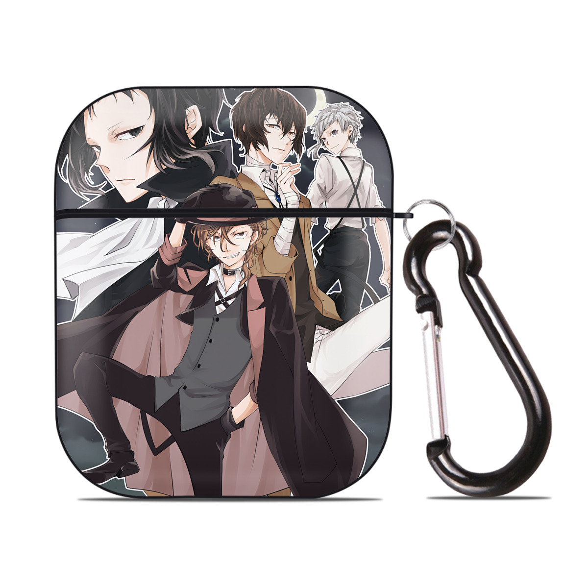 （画像用） 文豪ストレイドッグス Bungo Stray Dogs AirPods 第2世代保護ケース ハードシェル ブラック 耐衝撃・防指紋・カラビナ付き