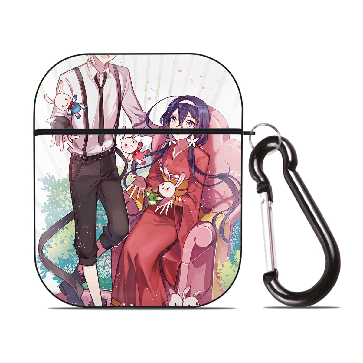 （画像用） 文豪ストレイドッグス Bungo Stray Dogs AirPods 第2世代保護ケース ハードシェル ブラック 耐衝撃・防指紋・カラビナ付き