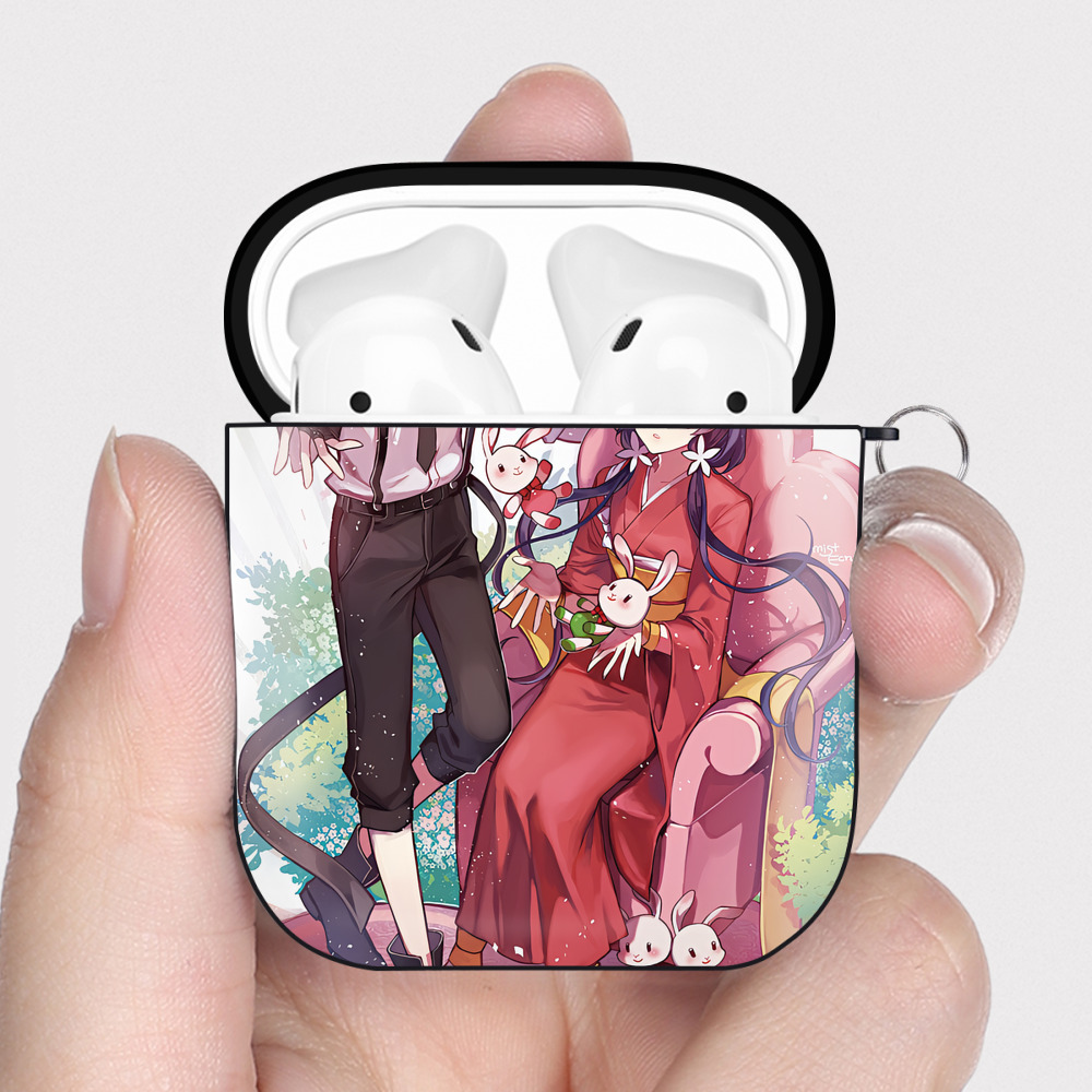 （画像用） 文豪ストレイドッグス Bungo Stray Dogs AirPods 第2世代保護ケース ハードシェル ブラック 耐衝撃・防指紋・カラビナ付き