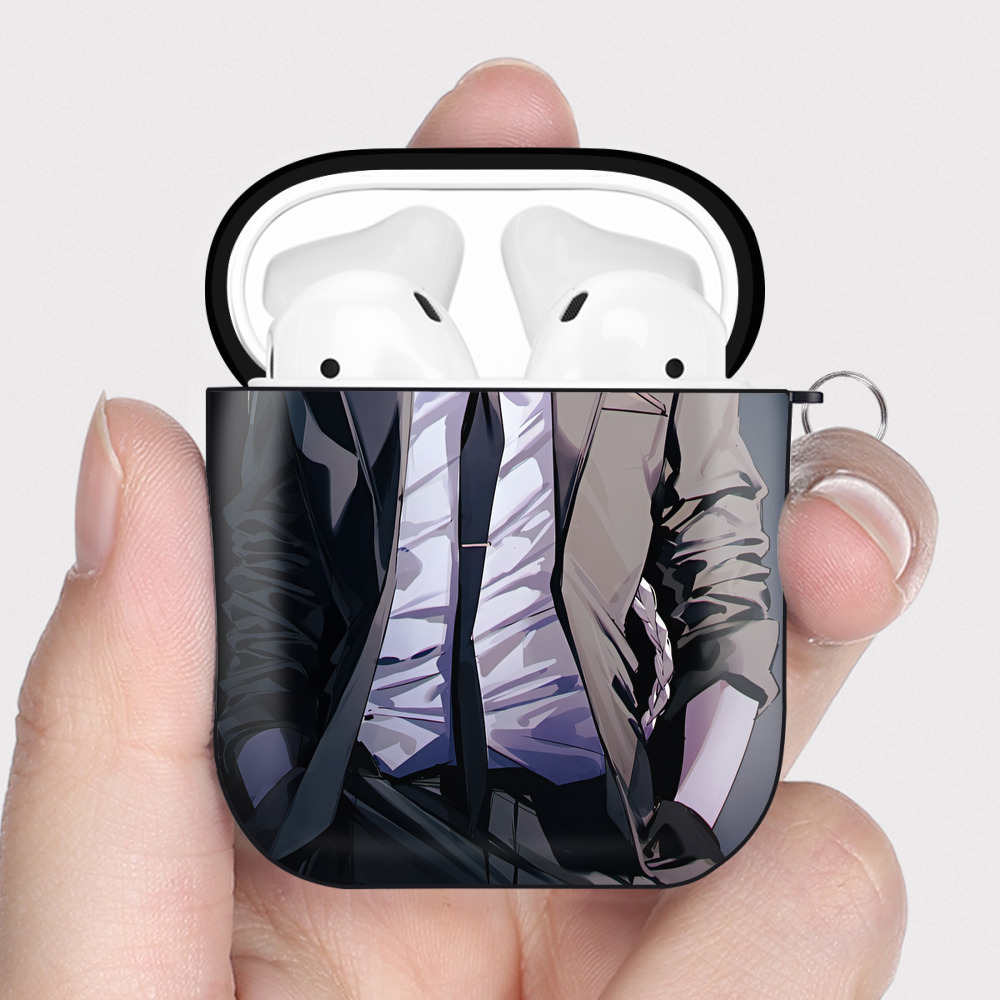 （画像用） 文豪ストレイドッグス Bungo Stray Dogs AirPods 第2世代保護ケース ハードシェル ブラック 耐衝撃・防指紋・カラビナ付き