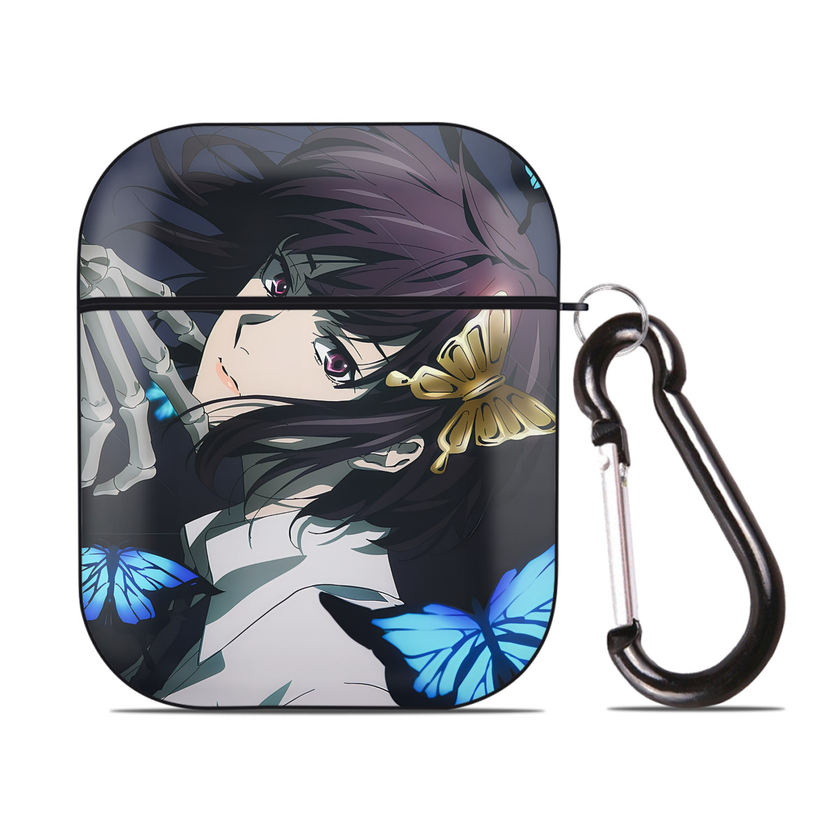 （画像用） 文豪ストレイドッグス Bungo Stray Dogs AirPods 第2世代保護ケース ハードシェル ブラック 耐衝撃・防指紋・カラビナ付き