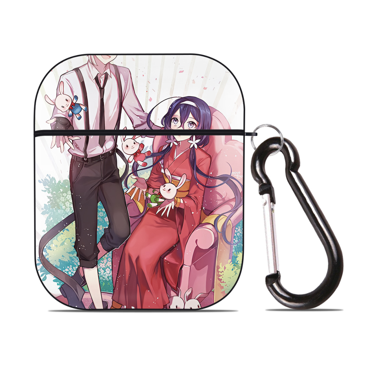 （画像用） 文豪ストレイドッグス Bungo Stray Dogs AirPods 第2世代保護ケース ハードシェル ブラック 耐衝撃・防指紋・カラビナ付き