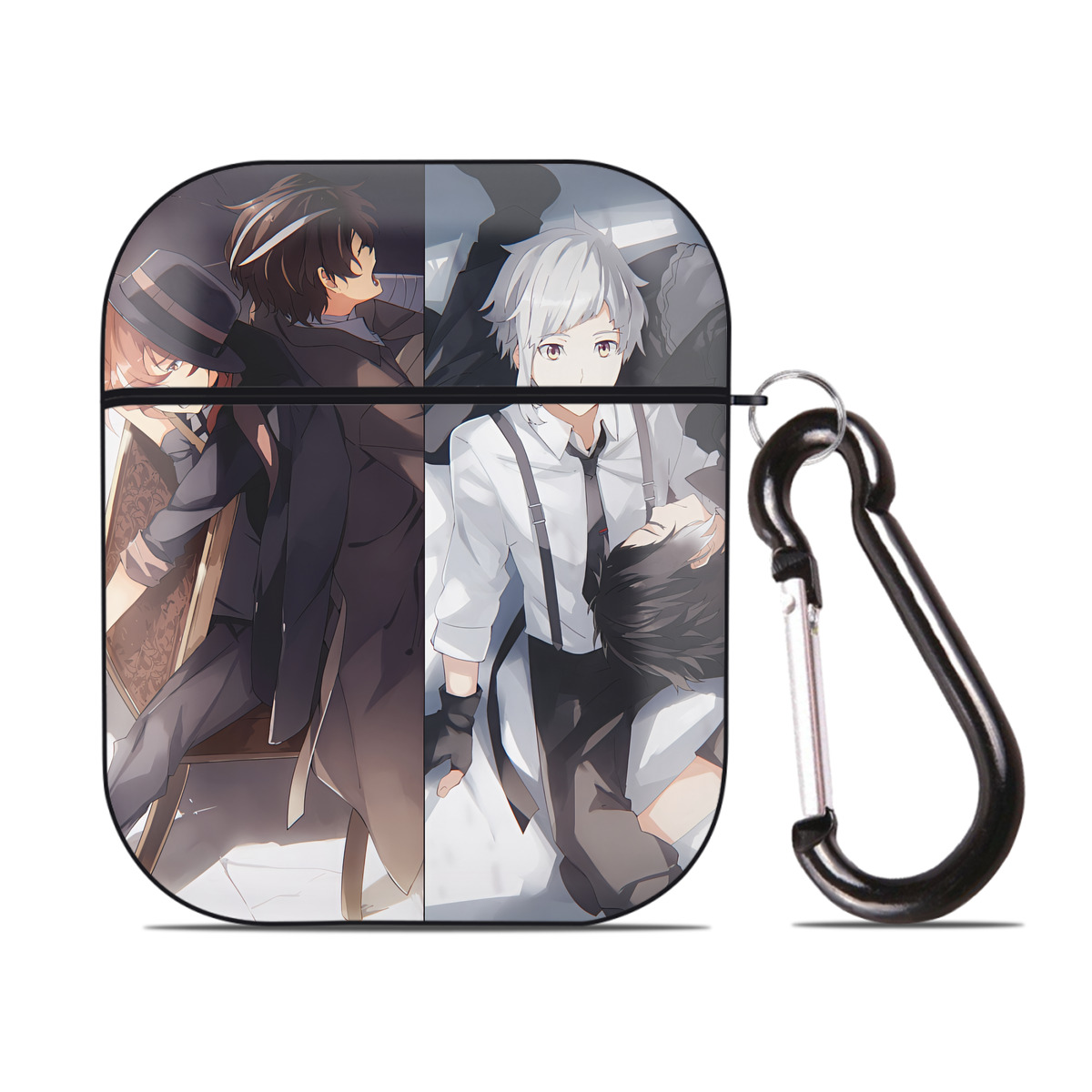 （画像用） 文豪ストレイドッグス Bungo Stray Dogs AirPods 第2世代保護ケース ハードシェル ブラック 耐衝撃・防指紋・カラビナ付き
