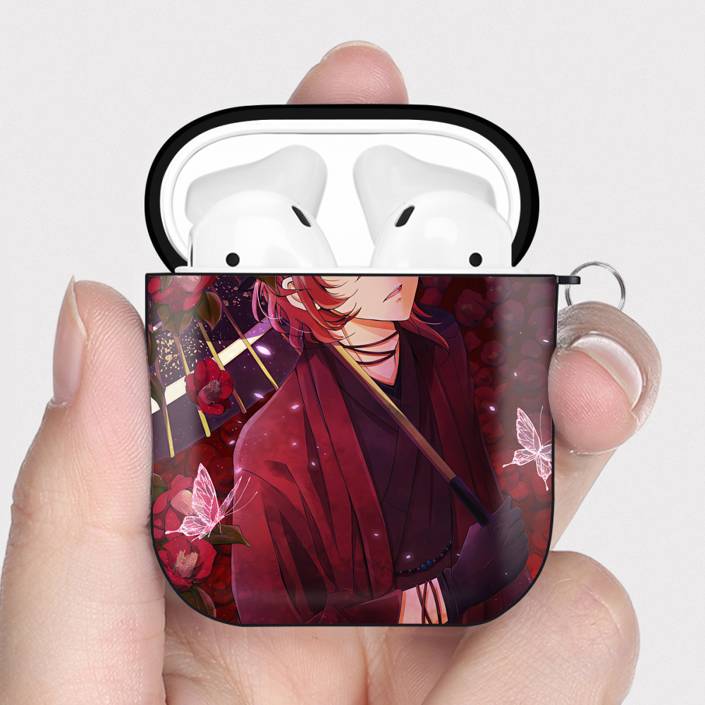 （画像用） 文豪ストレイドッグス Bungo Stray Dogs AirPods 第2世代保護ケース ハードシェル ブラック 耐衝撃・防指紋・カラビナ付き