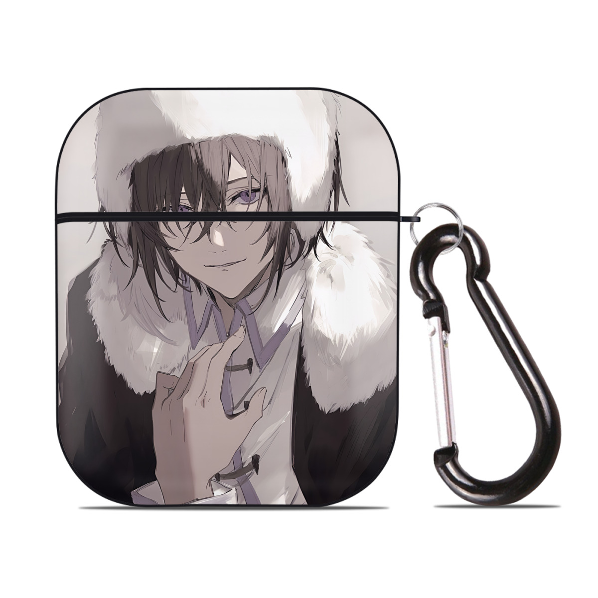 （画像用） 文豪ストレイドッグス Bungo Stray Dogs AirPods 第2世代保護ケース ハードシェル ブラック 耐衝撃・防指紋・カラビナ付き