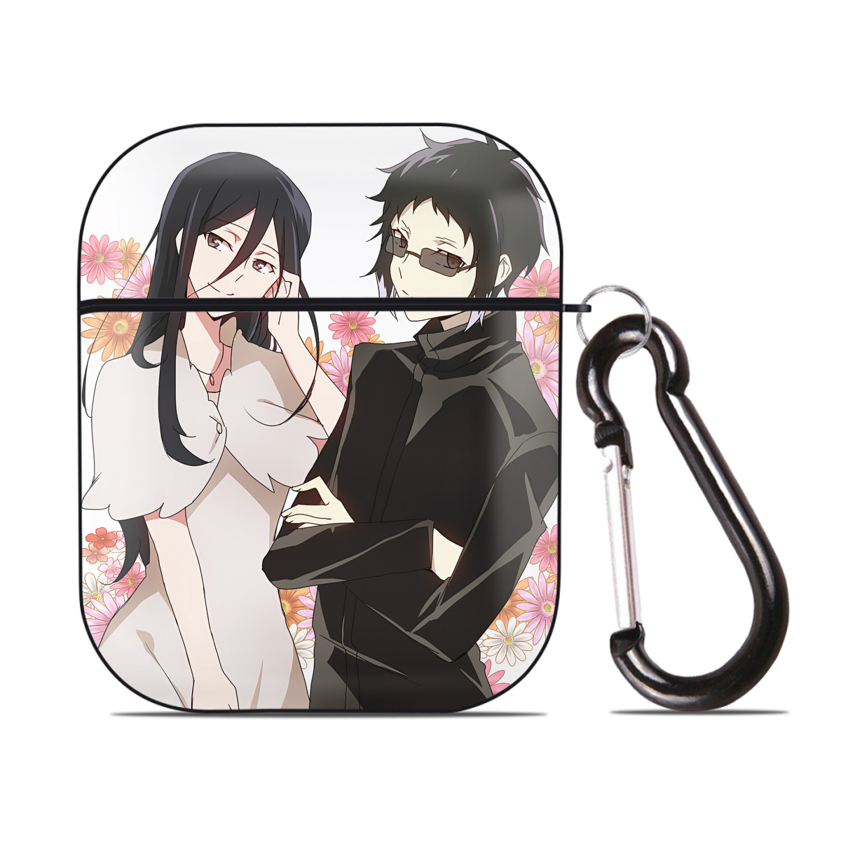 （画像用） 文豪ストレイドッグス Bungo Stray Dogs AirPods 第2世代保護ケース ハードシェル ブラック 耐衝撃・防指紋・カラビナ付き