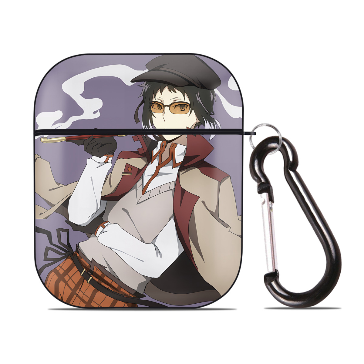 （画像用） 文豪ストレイドッグス Bungo Stray Dogs AirPods 第2世代保護ケース ハードシェル ブラック 耐衝撃・防指紋・カラビナ付き