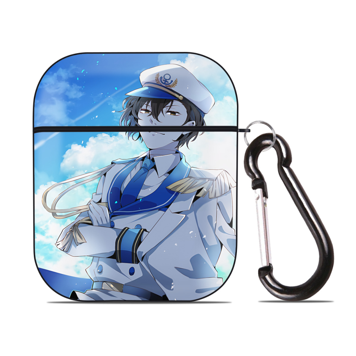 （画像用） 文豪ストレイドッグス Bungo Stray Dogs AirPods 第2世代保護ケース ハードシェル ブラック 耐衝撃・防指紋・カラビナ付き