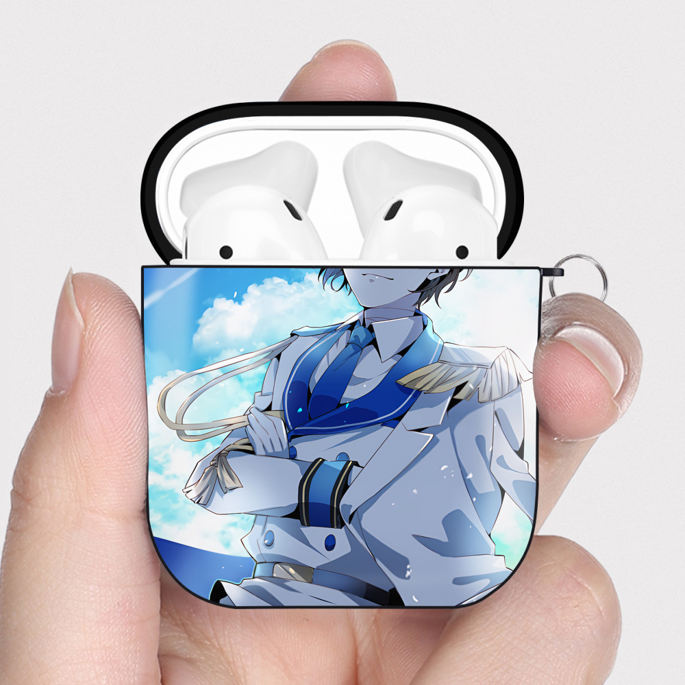 （画像用） 文豪ストレイドッグス Bungo Stray Dogs AirPods 第2世代保護ケース ハードシェル ブラック 耐衝撃・防指紋・カラビナ付き