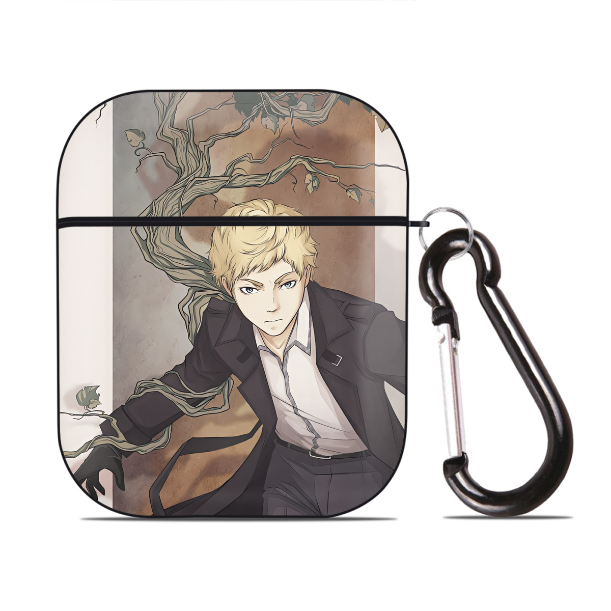 （画像用） 文豪ストレイドッグス Bungo Stray Dogs AirPods 第2世代保護ケース ハードシェル ブラック 耐衝撃・防指紋・カラビナ付き