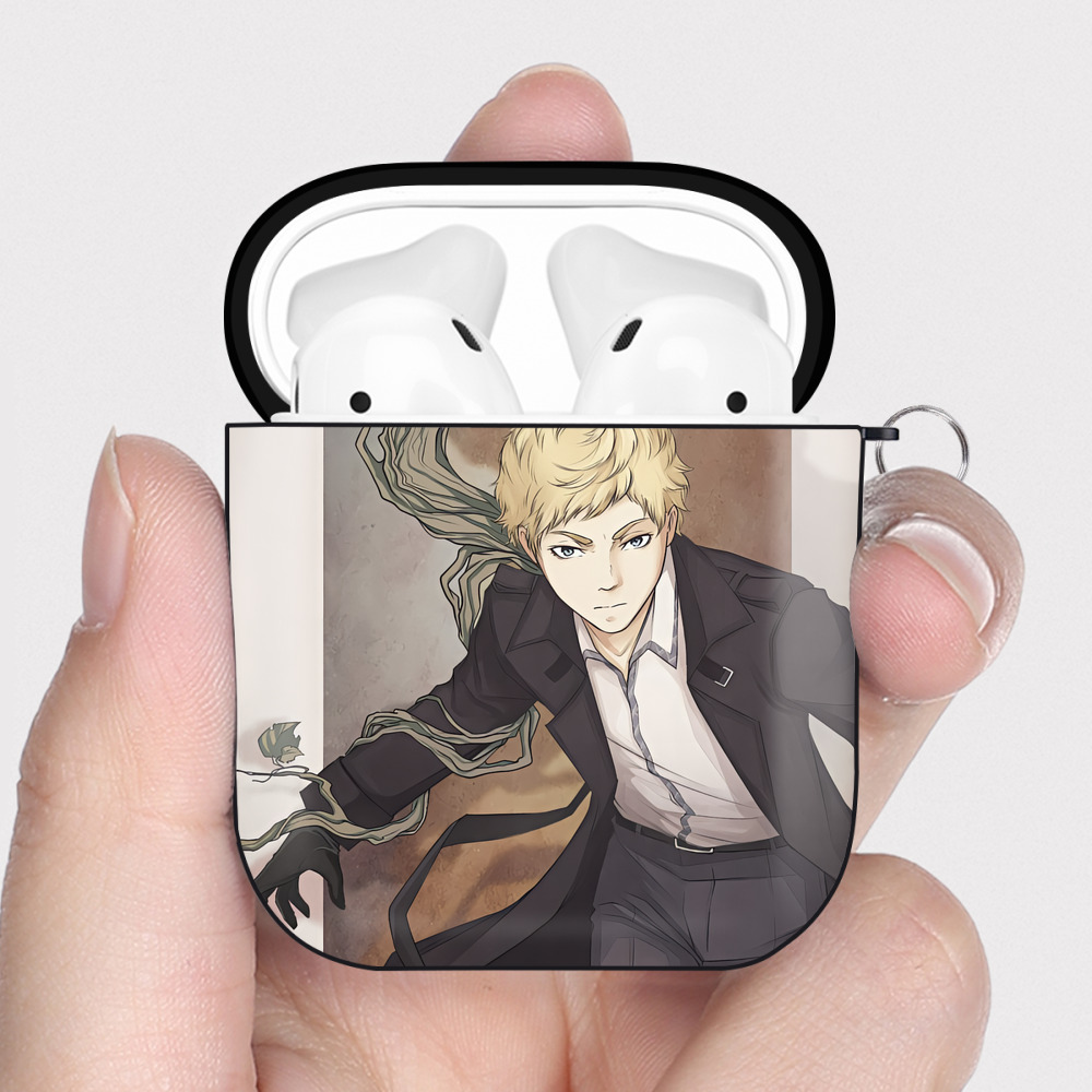 （画像用） 文豪ストレイドッグス Bungo Stray Dogs AirPods 第2世代保護ケース ハードシェル ブラック 耐衝撃・防指紋・カラビナ付き