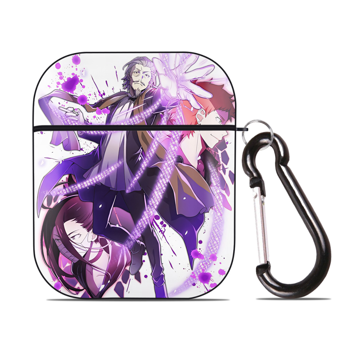 （画像用） 文豪ストレイドッグス Bungo Stray Dogs AirPods 第2世代保護ケース ハードシェル ブラック 耐衝撃・防指紋・カラビナ付き