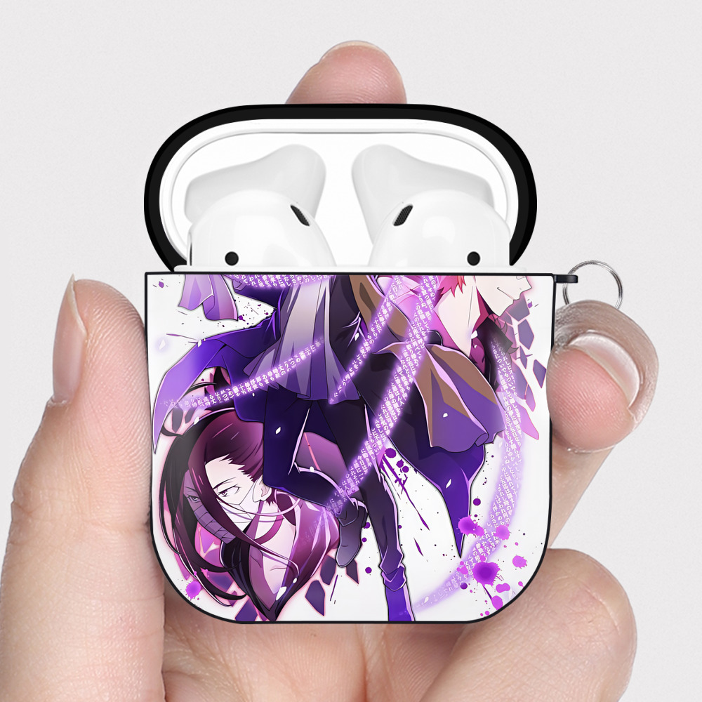 （画像用） 文豪ストレイドッグス Bungo Stray Dogs AirPods 第2世代保護ケース ハードシェル ブラック 耐衝撃・防指紋・カラビナ付き