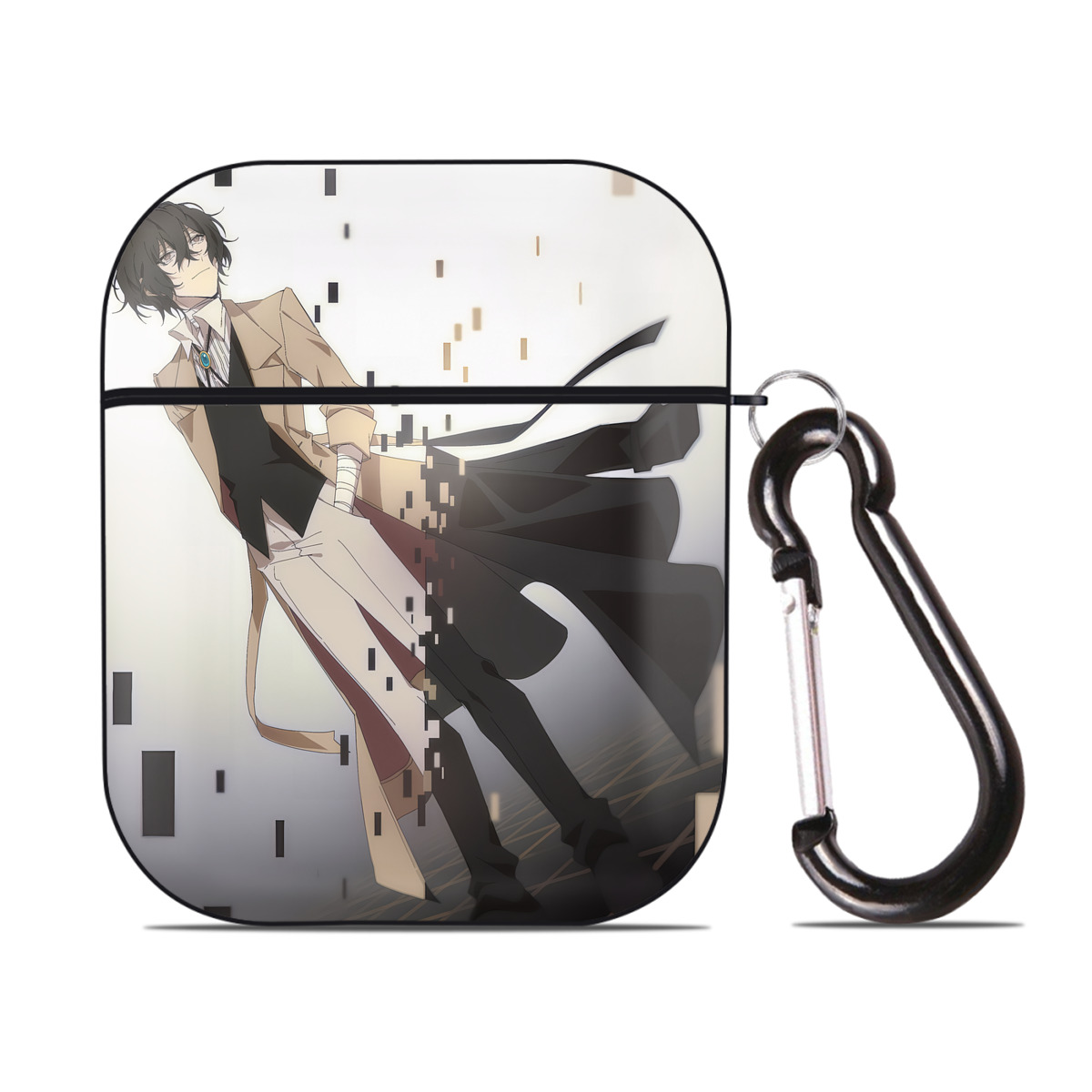 （画像用） 文豪ストレイドッグス Bungo Stray Dogs AirPods 第2世代保護ケース ハードシェル ブラック 耐衝撃・防指紋・カラビナ付き