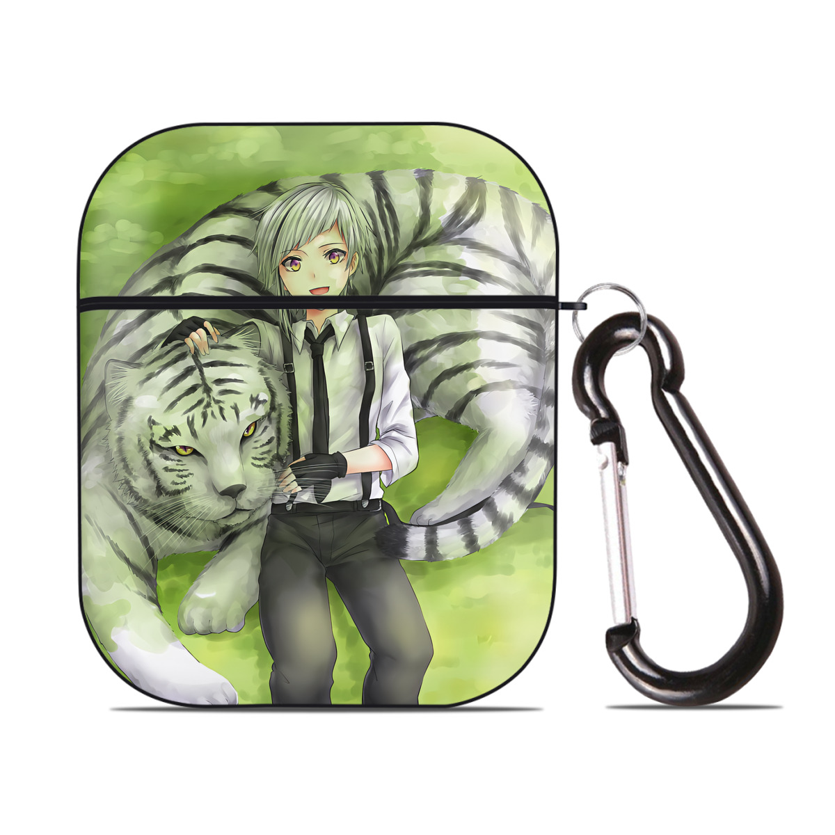 （画像用） 文豪ストレイドッグス Bungo Stray Dogs AirPods 第2世代保護ケース ハードシェル ブラック 耐衝撃・防指紋・カラビナ付き