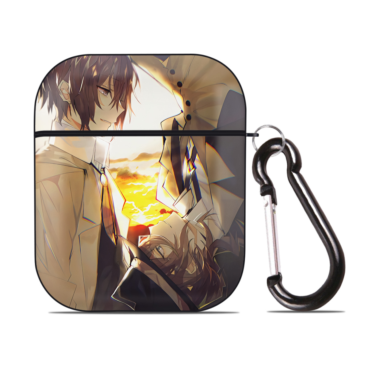 （画像用） 文豪ストレイドッグス Bungo Stray Dogs AirPods 第2世代保護ケース ハードシェル ブラック 耐衝撃・防指紋・カラビナ付き