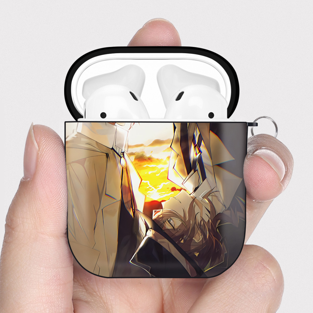 （画像用） 文豪ストレイドッグス Bungo Stray Dogs AirPods 第2世代保護ケース ハードシェル ブラック 耐衝撃・防指紋・カラビナ付き