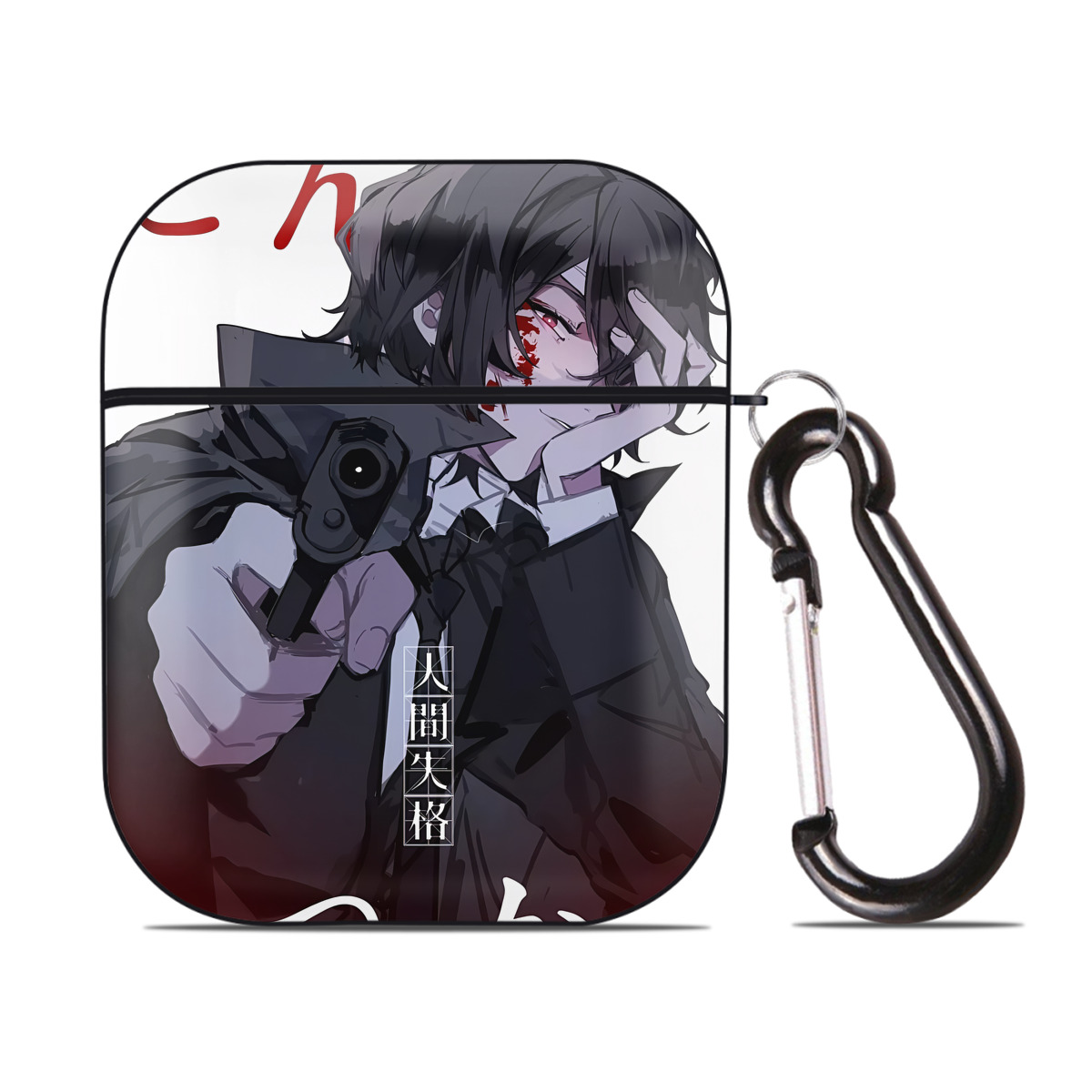 （画像用） 文豪ストレイドッグス Bungo Stray Dogs AirPods 第2世代保護ケース ハードシェル ブラック 耐衝撃・防指紋・カラビナ付き