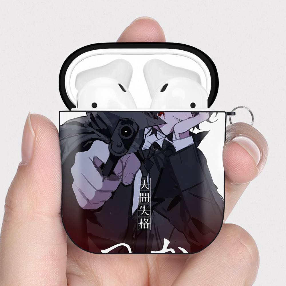 （画像用） 文豪ストレイドッグス Bungo Stray Dogs AirPods 第2世代保護ケース ハードシェル ブラック 耐衝撃・防指紋・カラビナ付き