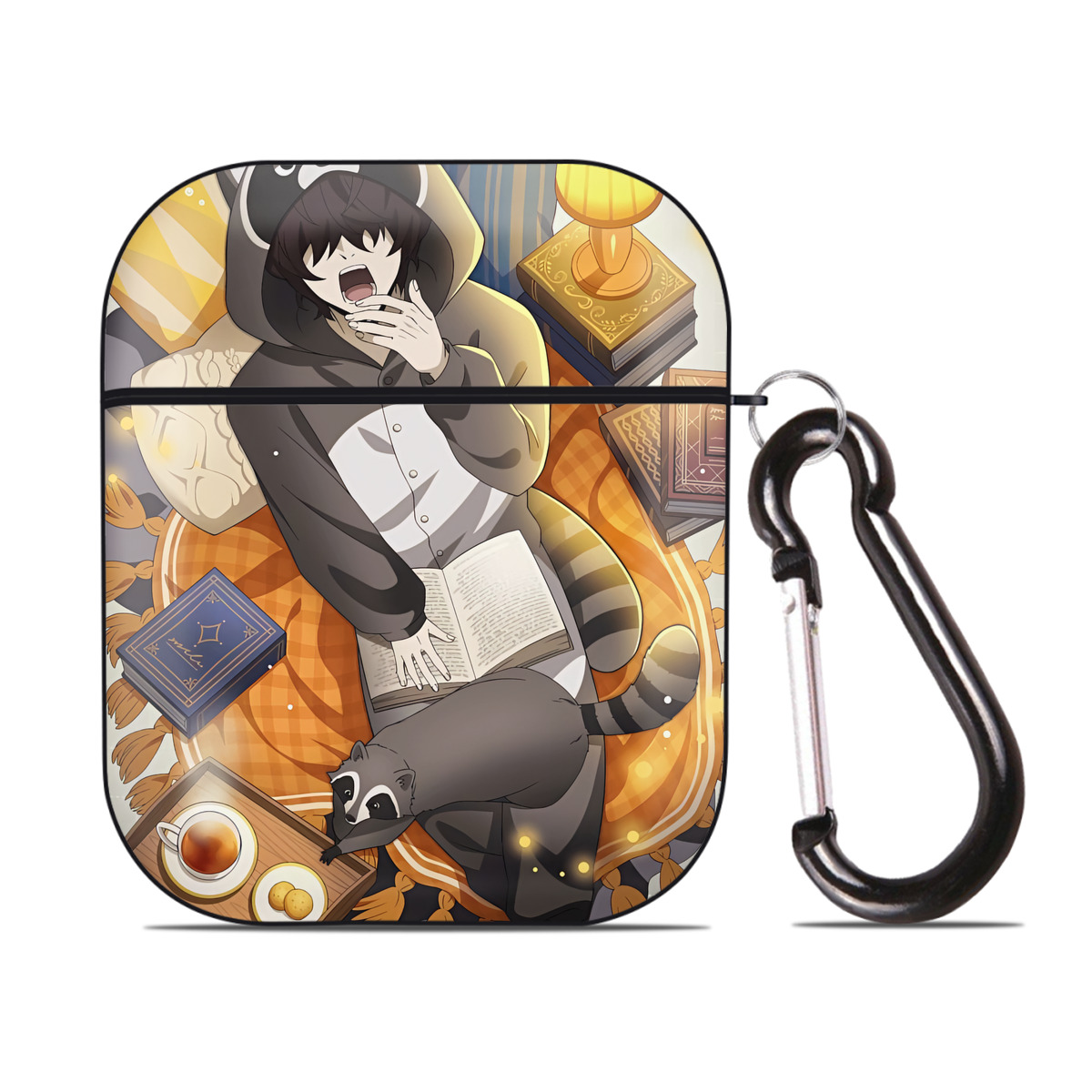 （画像用） 文豪ストレイドッグス Bungo Stray Dogs AirPods 第2世代保護ケース ハードシェル ブラック 耐衝撃・防指紋・カラビナ付き