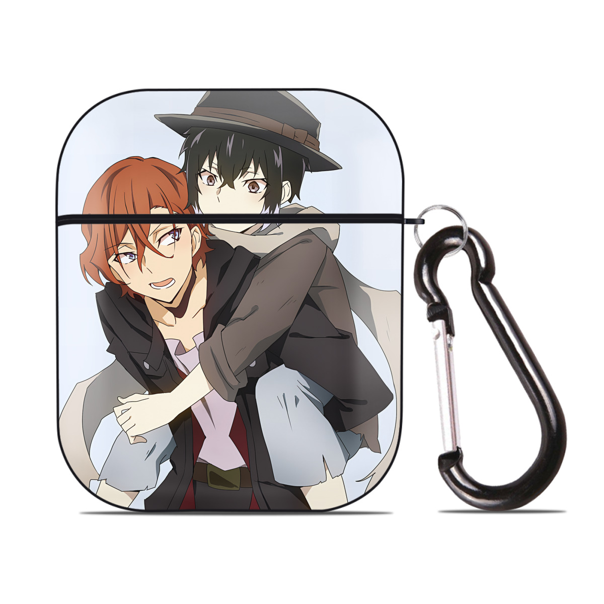 （画像用） 文豪ストレイドッグス Bungo Stray Dogs AirPods 第2世代保護ケース ハードシェル ブラック 耐衝撃・防指紋・カラビナ付き