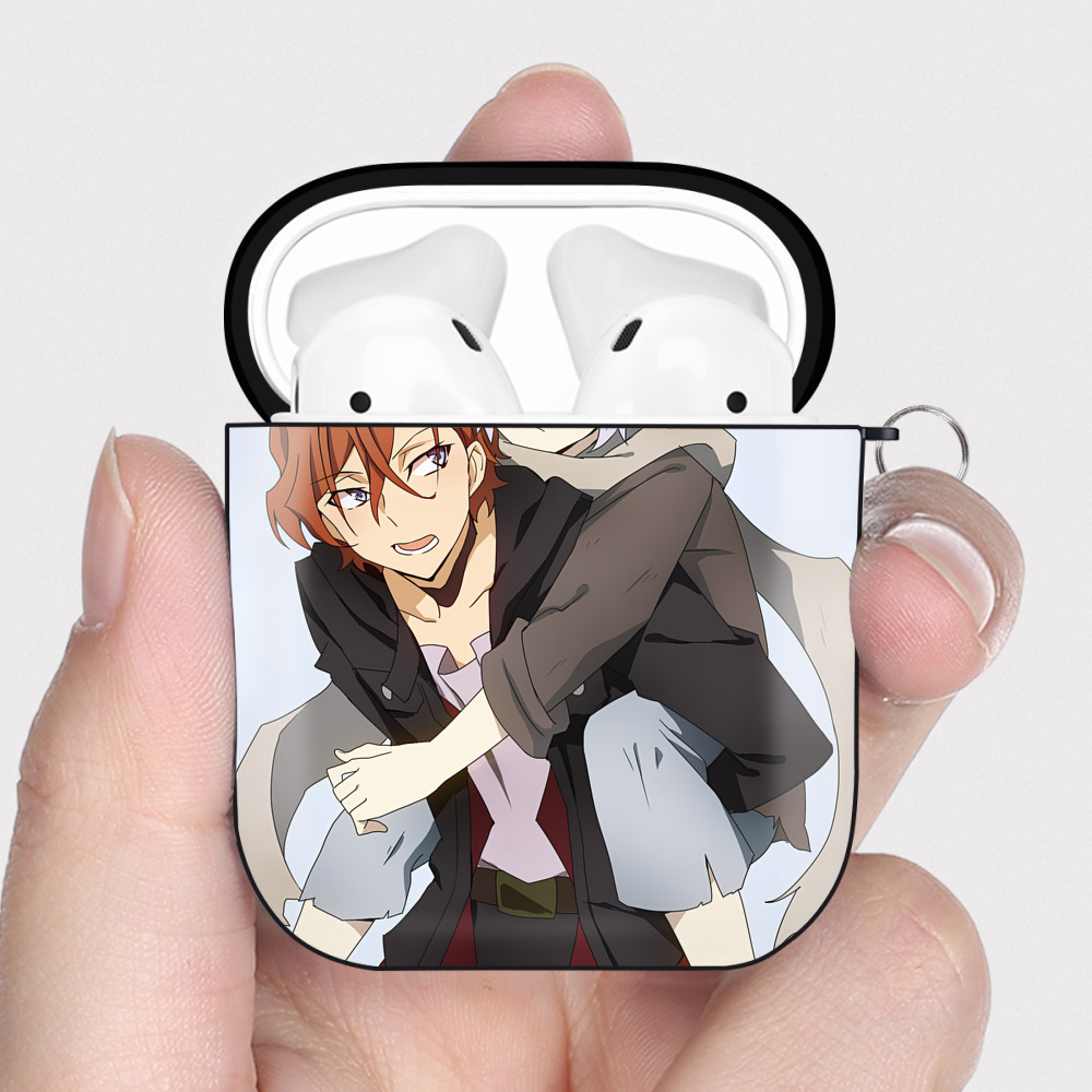 （画像用） 文豪ストレイドッグス Bungo Stray Dogs AirPods 第2世代保護ケース ハードシェル ブラック 耐衝撃・防指紋・カラビナ付き