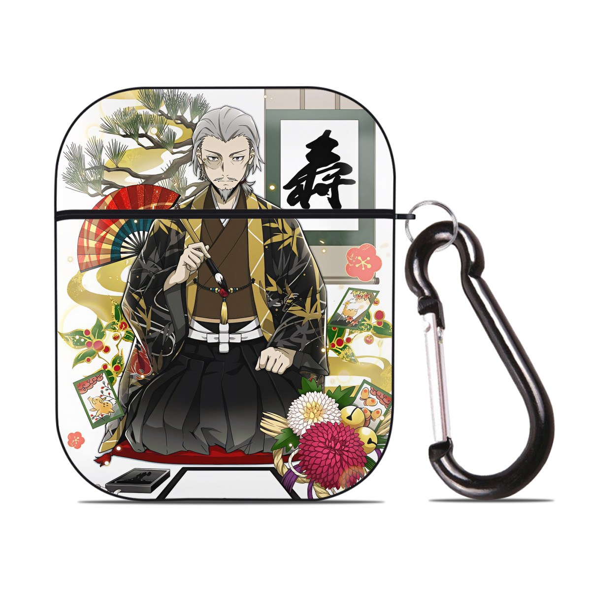 （画像用） 文豪ストレイドッグス Bungo Stray Dogs AirPods 第2世代保護ケース ハードシェル ブラック 耐衝撃・防指紋・カラビナ付き