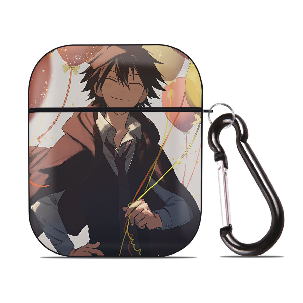 （画像用） 文豪ストレイドッグス Bungo Stray Dogs AirPods 第2世代保護ケース ハードシェル ブラック 耐衝撃・防指紋・カラビナ付き