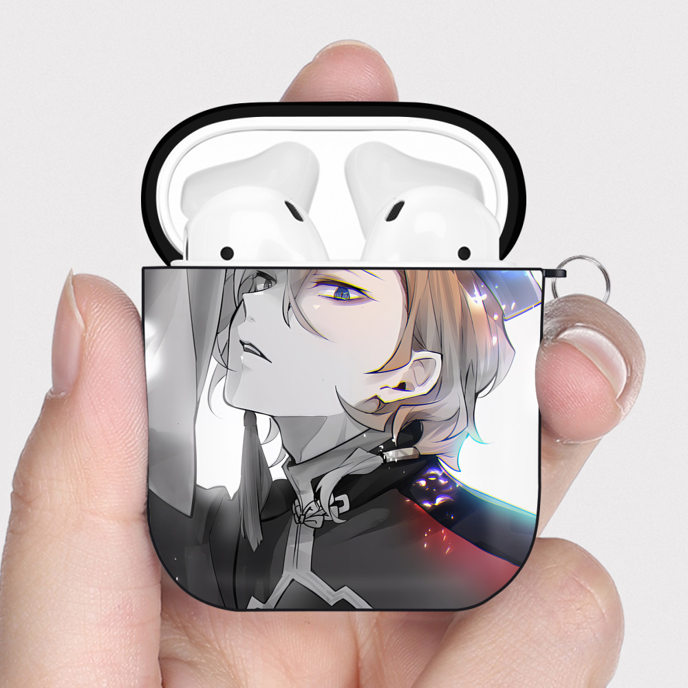 （画像用） 文豪ストレイドッグス Bungo Stray Dogs AirPods 第2世代保護ケース ハードシェル ブラック 耐衝撃・防指紋・カラビナ付き