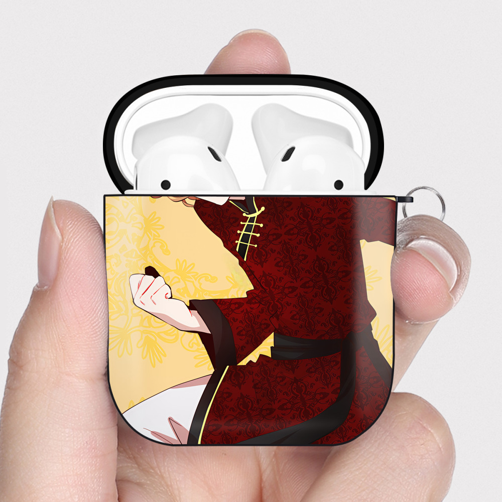 （画像用） 文豪ストレイドッグス Bungo Stray Dogs AirPods 第2世代保護ケース ハードシェル ブラック 耐衝撃・防指紋・カラビナ付き